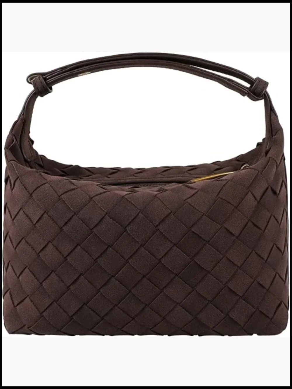 Faux Suede Woven Hobo Handbag Mini Shoulder Bag with Adjustable Strap Vintage
